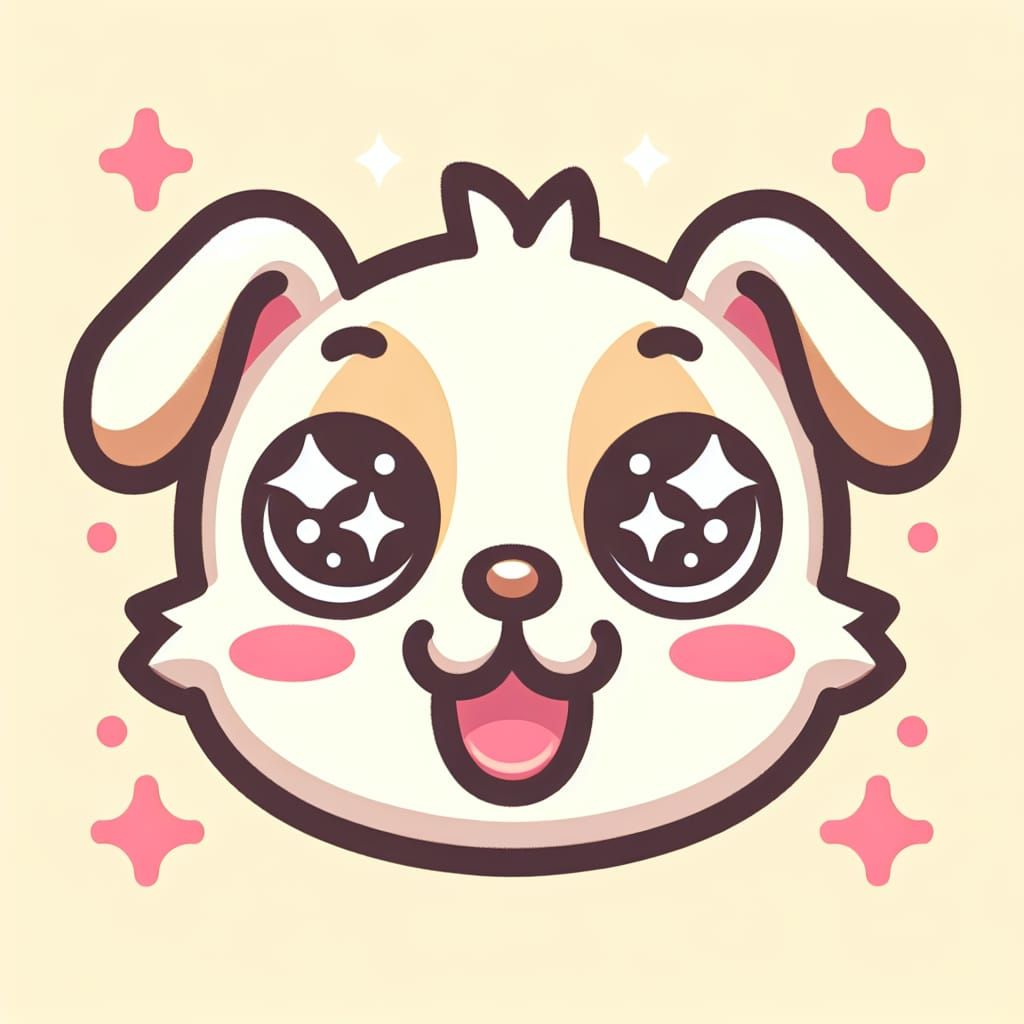 Delightful Cartoon Dog Face with Expressive Eyes