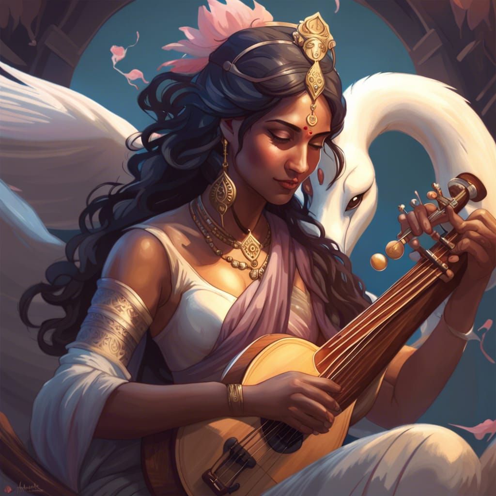 Saraswati with swan