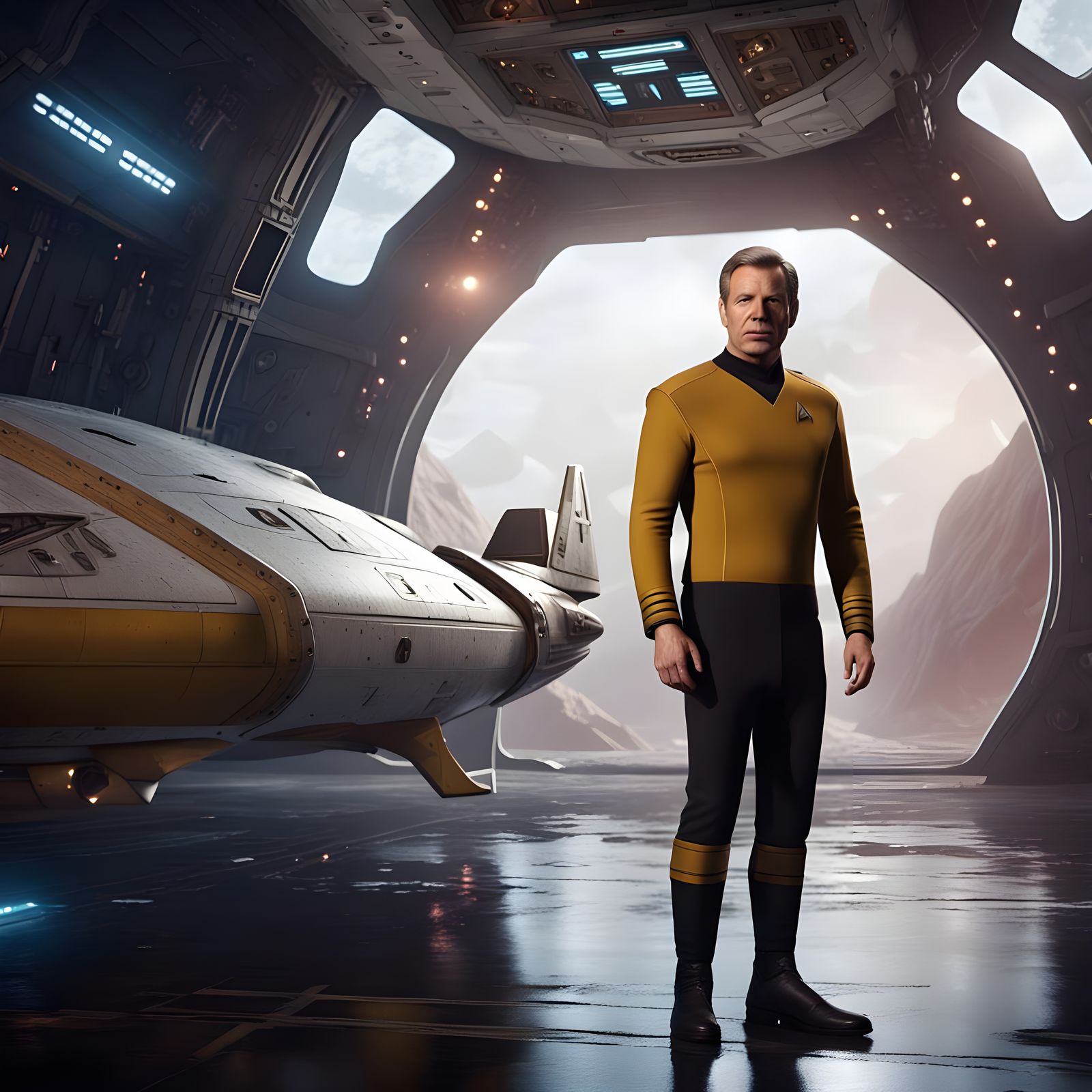 Captain Kirk Inspired Character in Detailed Matte Painting