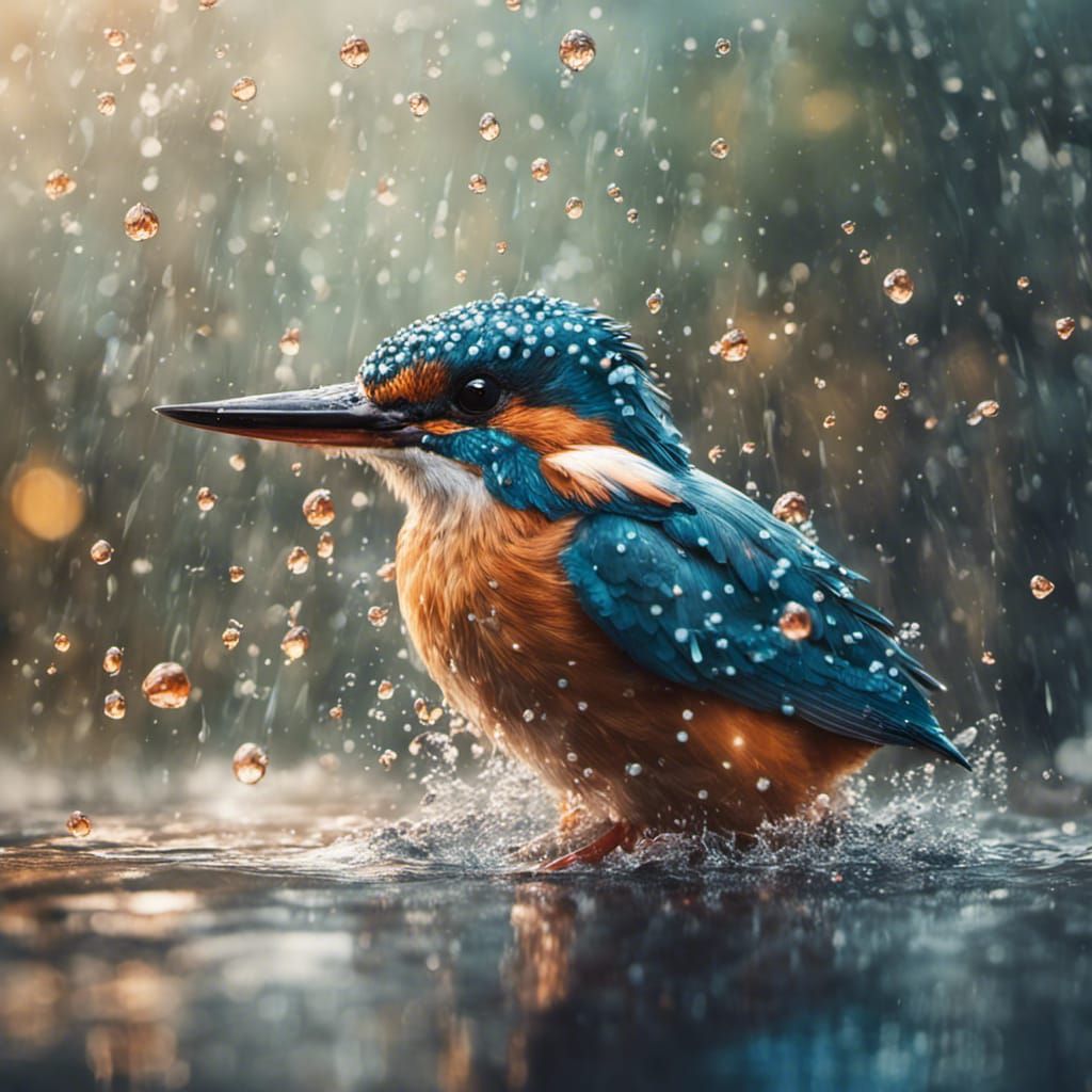 Kingfisher in the Rain