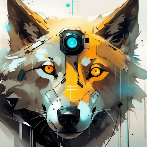 Futuristic Robotic Wolf: Cybernetic Design