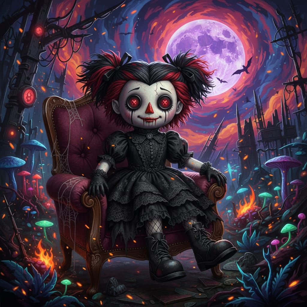 Creepy Cute Goth Vampire Raggedy Ann Doll