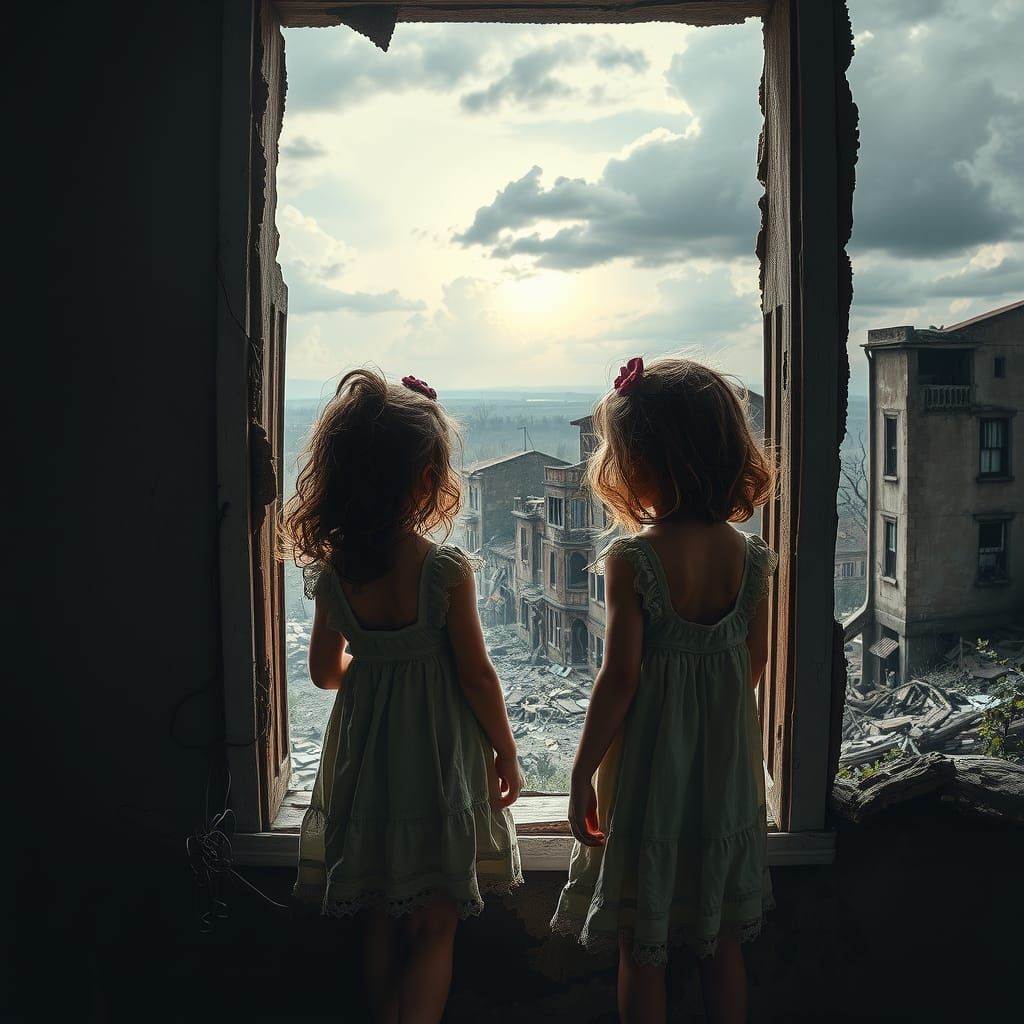 Girls Gaze Upon Apocalyptic World in Cinematic Style