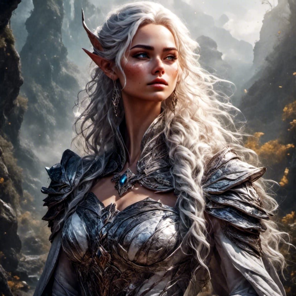 Female Elf Hunter Character Portrait in Fantasy Style