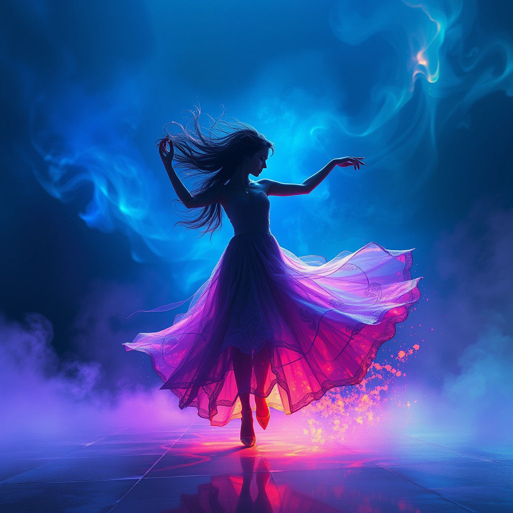 Mystical Dancer in a Dreamlike Aurora