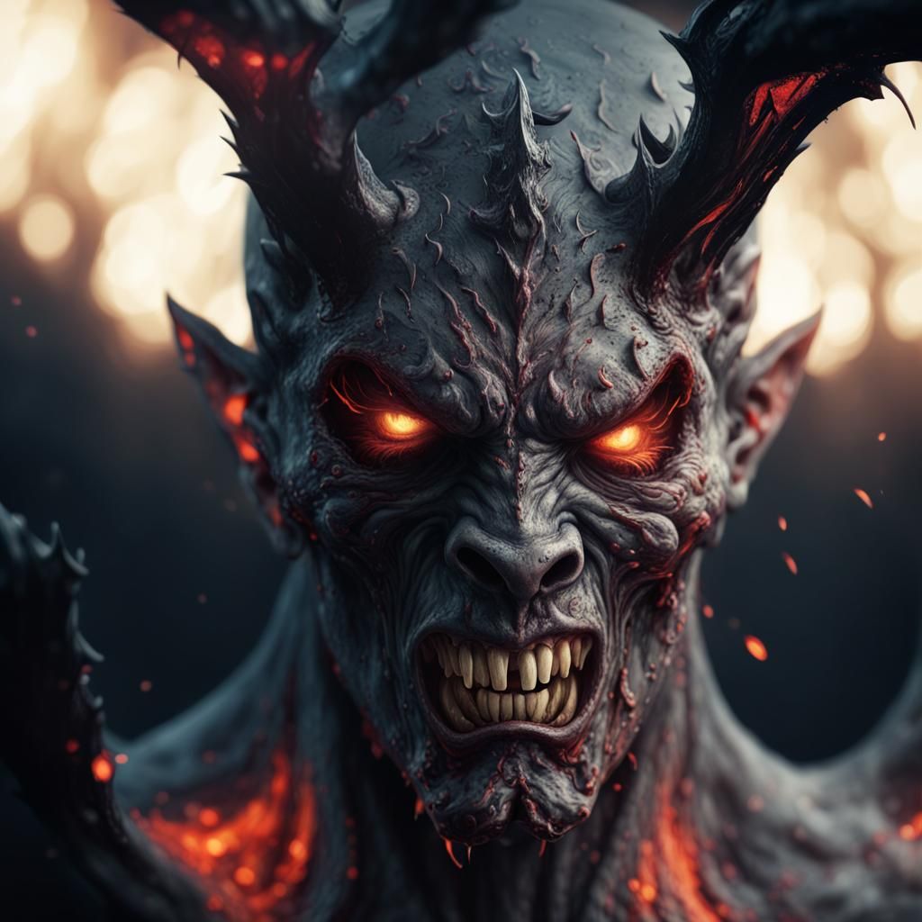 Dark Fantasy Demon Spreading Chaos and Misery