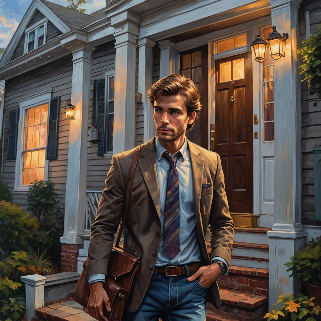 Elegant Fantasy Gentleman in Warm Misty Morning Light