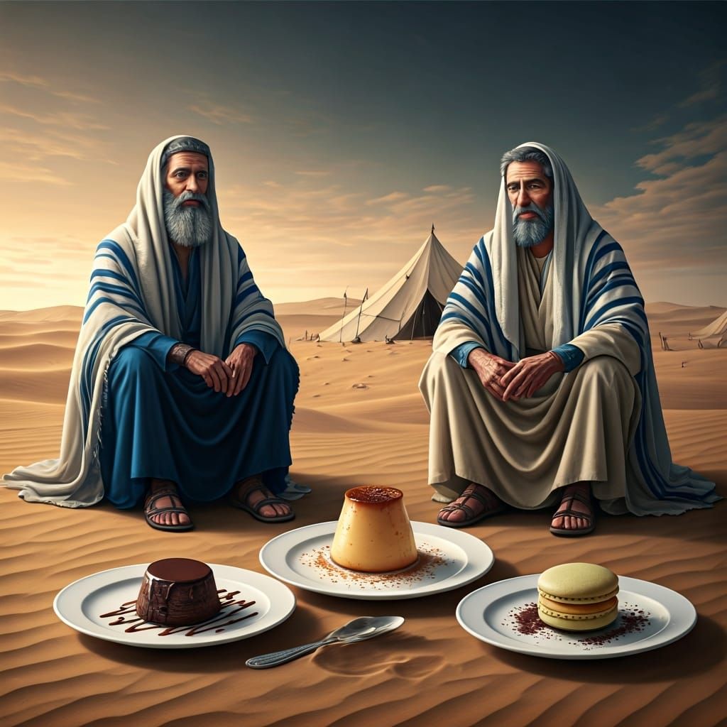 Israelites Enjoying Desserts in Biblical Desert