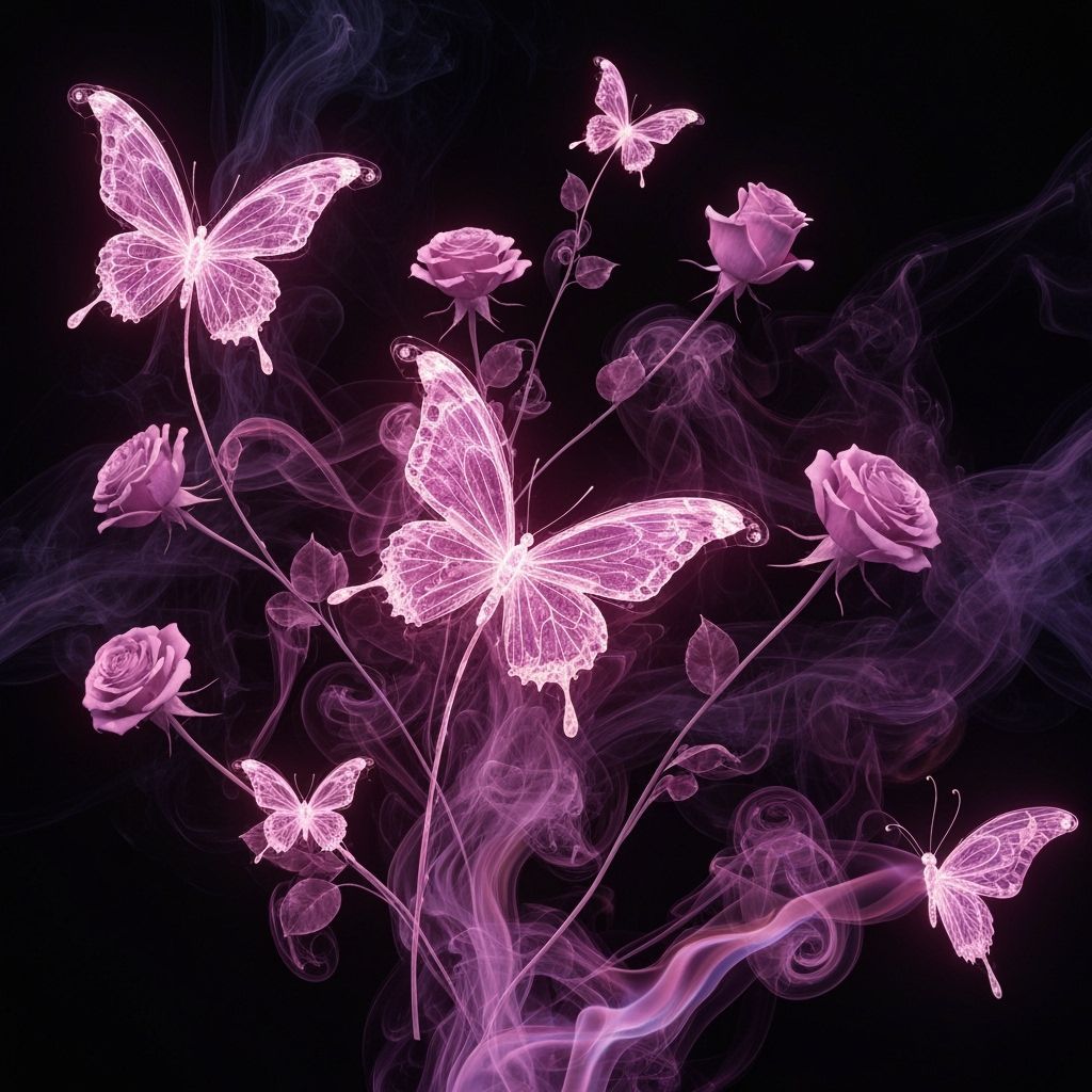Butterflies and Roses of Detailed Smoke Swirls