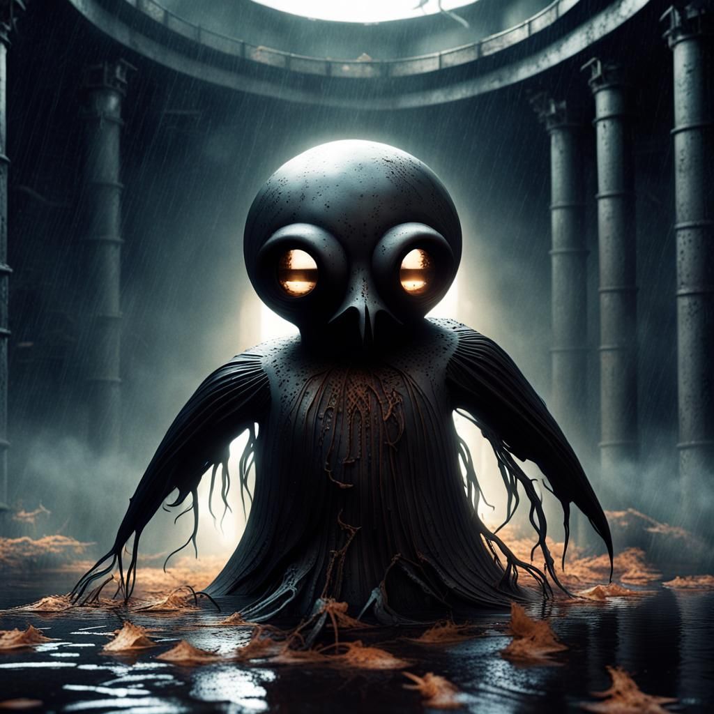 Biomechanical Figure in Decaying Cathedral, Surrealism