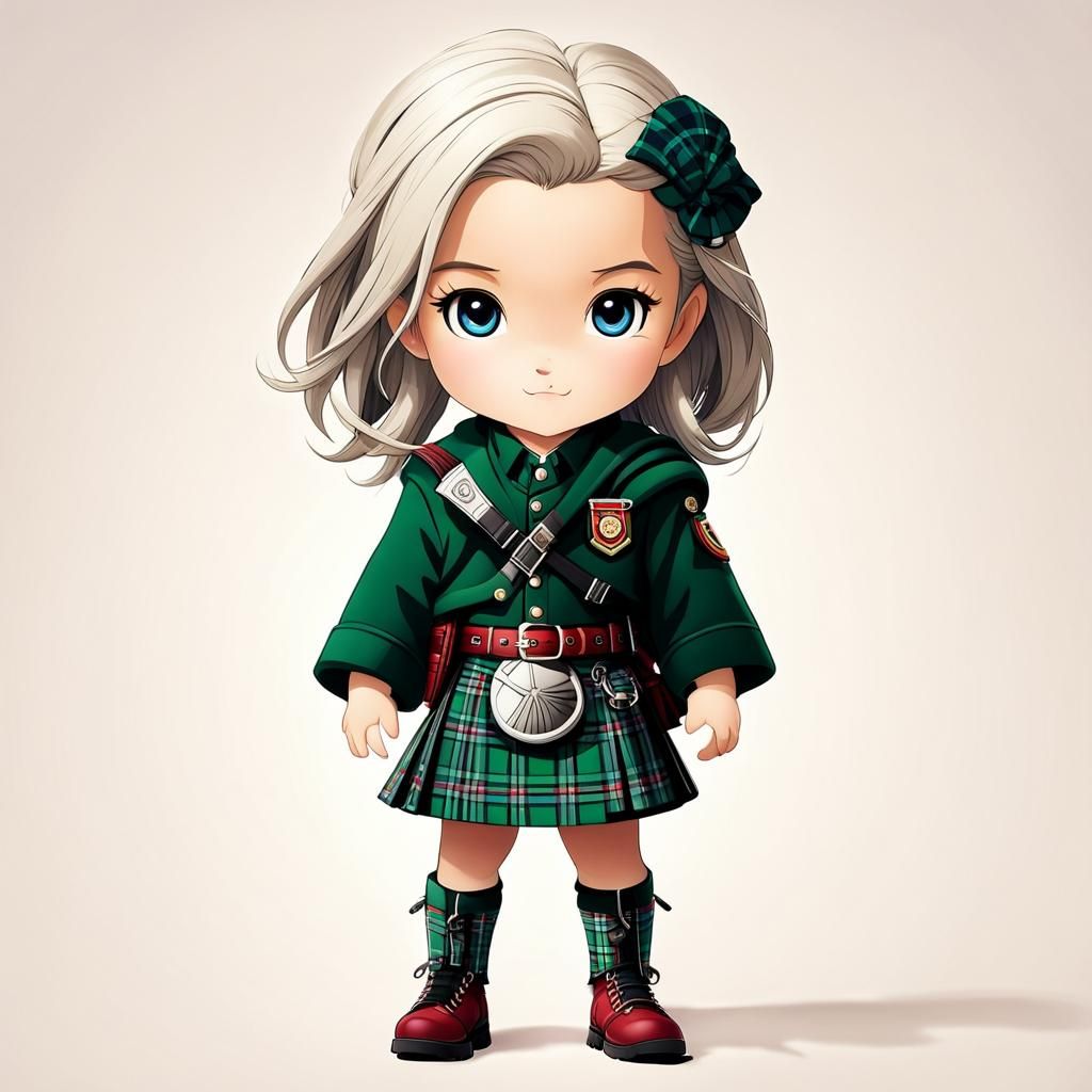 Chibi Character in MacLean Clan Tartan Kilt
