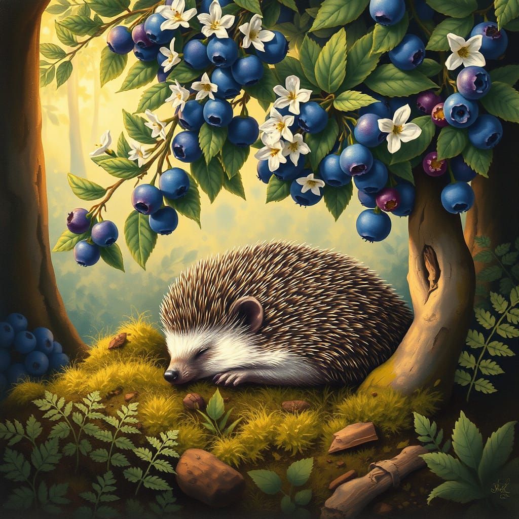 Surreal Forest Scene in Vibrant Art Nouveau Style