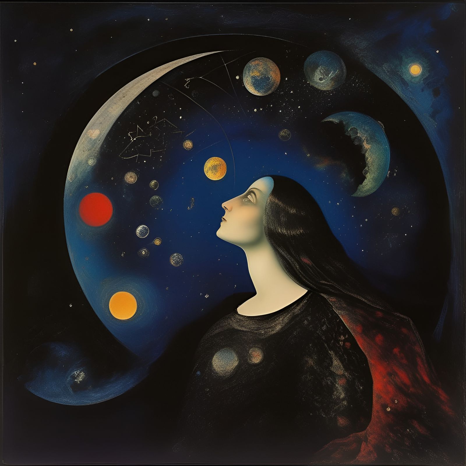 Celestial Regent Portrait in Surrealist Style