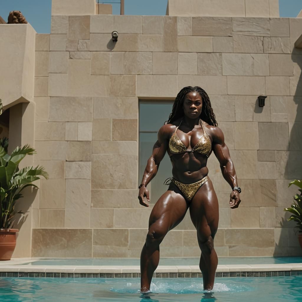 Gigantic Muscular Woman Bodybuilder in Cinematic Style