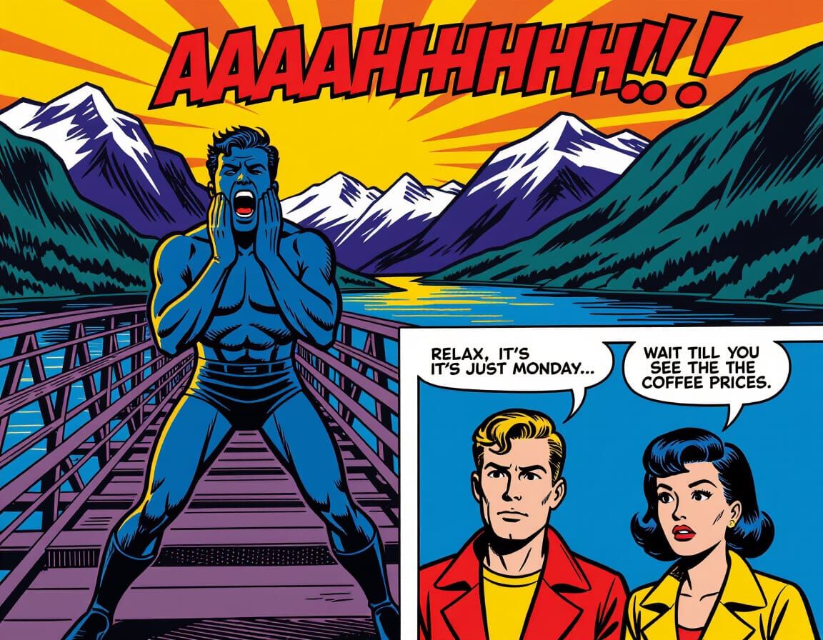 Comic Book Style Scream on Bridge