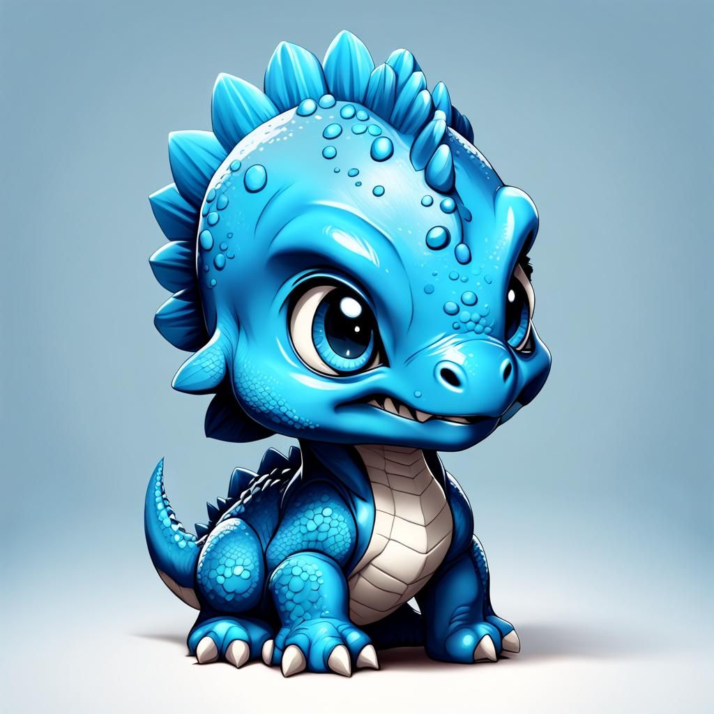 Chibi Blue Dinosaur Artwork
