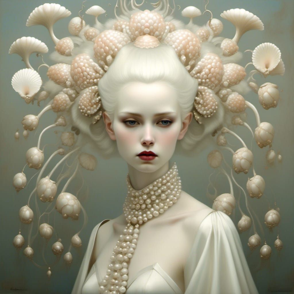 Surreal Woman with Shell Headpiece, Ray Caesar Style