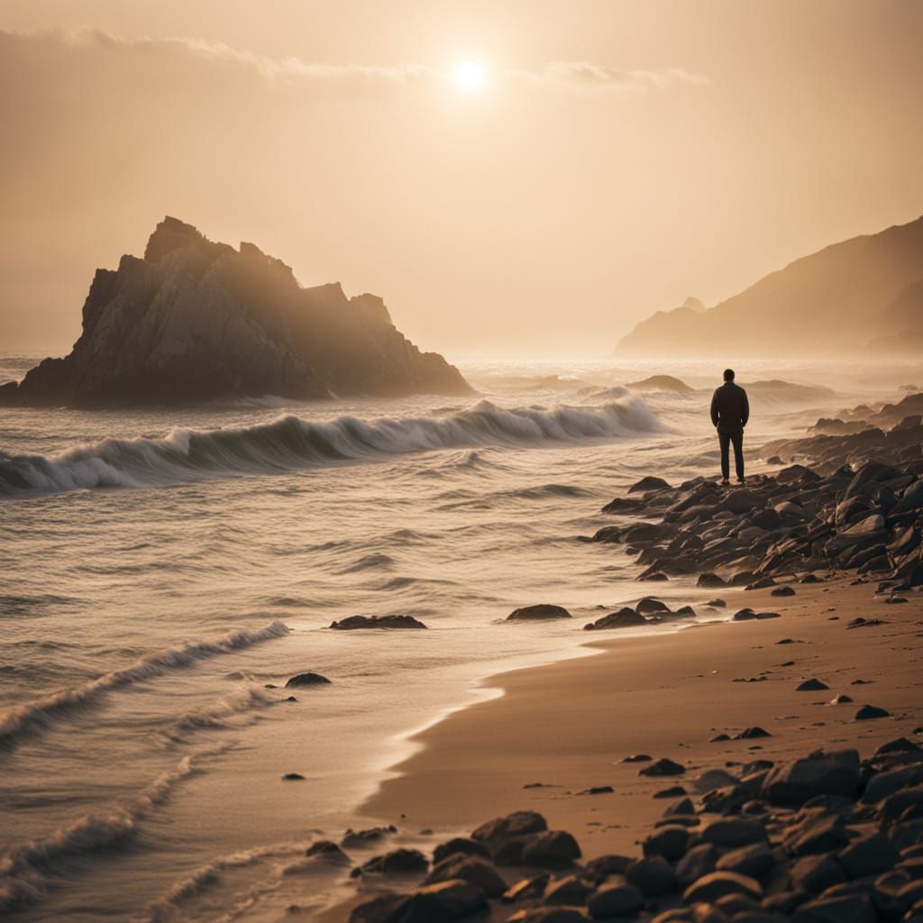 Golden Seascape Coastline in National Geographic Style