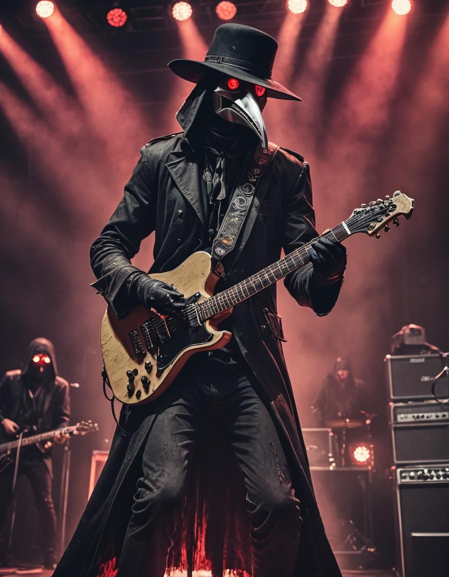 Plague Doctor Rocks Out on Electric Guitar