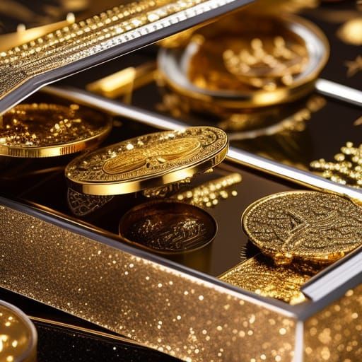 Gold and Silver Sculpture on Bronze Pedestal