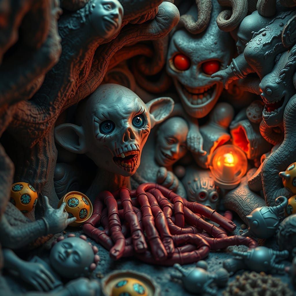 Little nightmares surreal, absurd dream liminal space with beutiful colors and shades , Ultra realistic, hyper realistic...