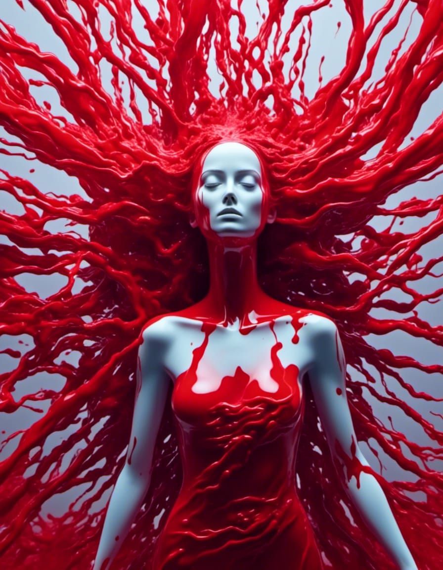 Cybernetic Woman Emerges from Ooze in Cyberpunk Style