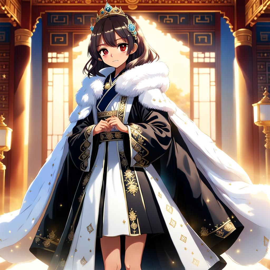 Anime Queen in Korean Palace: Detailed Digital Art