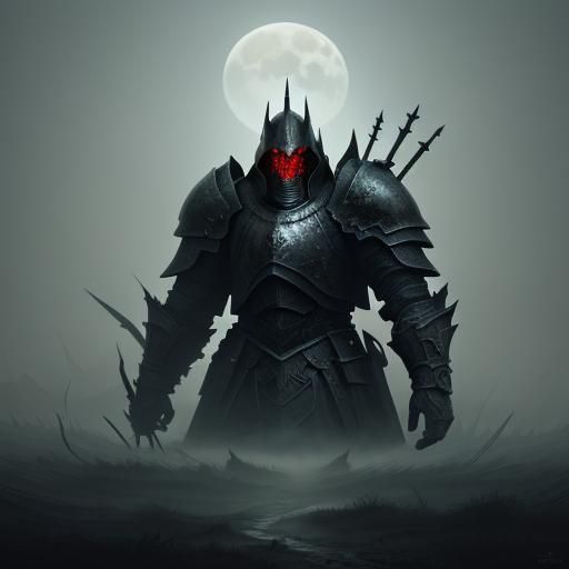 Imposing Black Knight in Mystical Forest