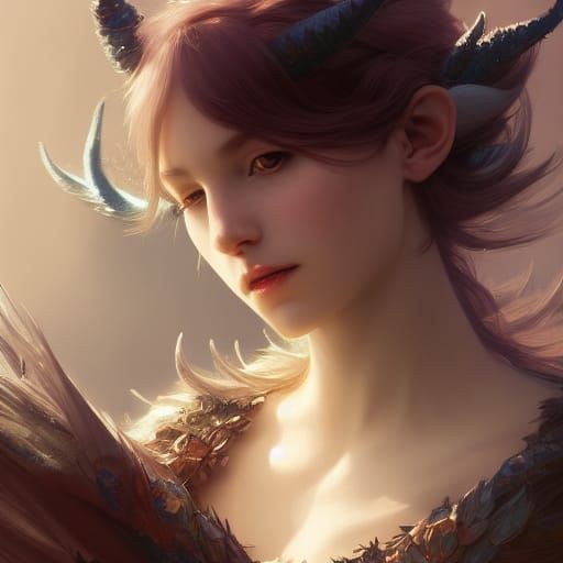 Elf Dragon Princess Portrait in Hyperdetailed Style