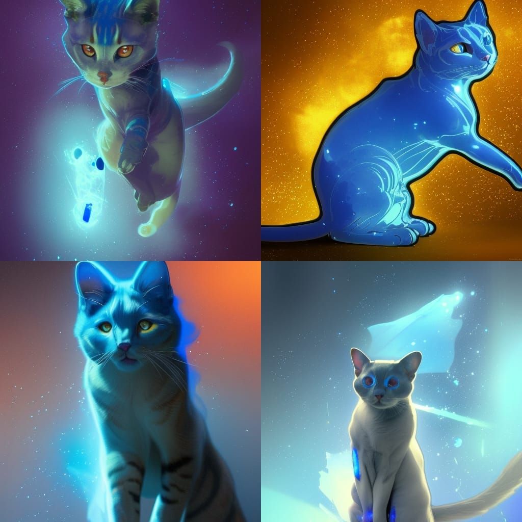 Translucent Cat in Space: Digital Concept Art