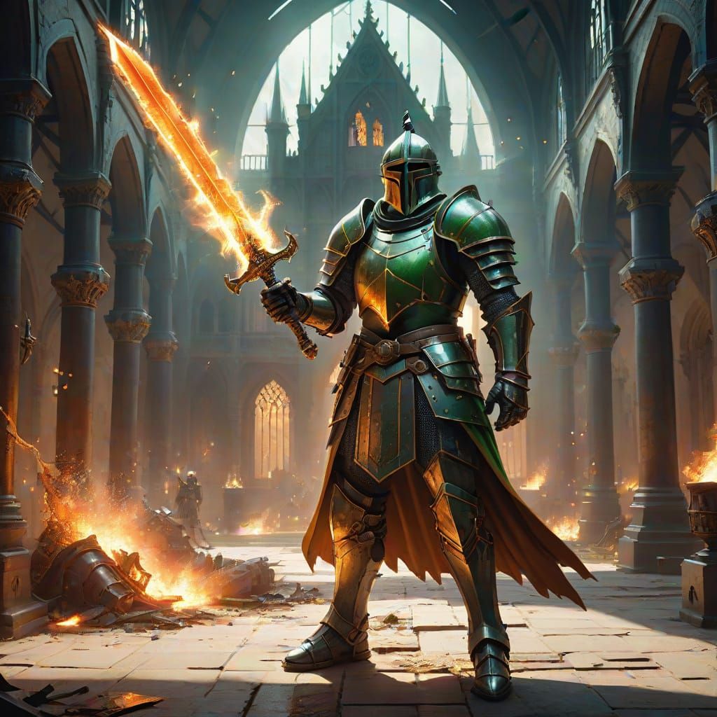 Knight in Peril as Magical Sword Ignites