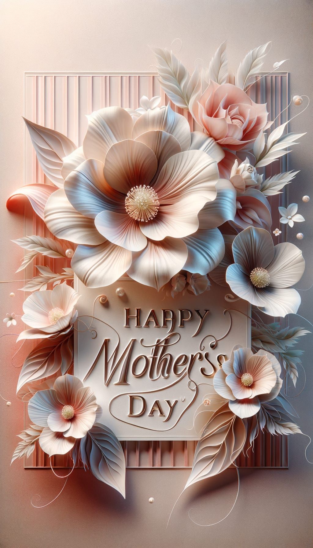 Hyperrealistic Mother's Day Card with Ethereal Flowers