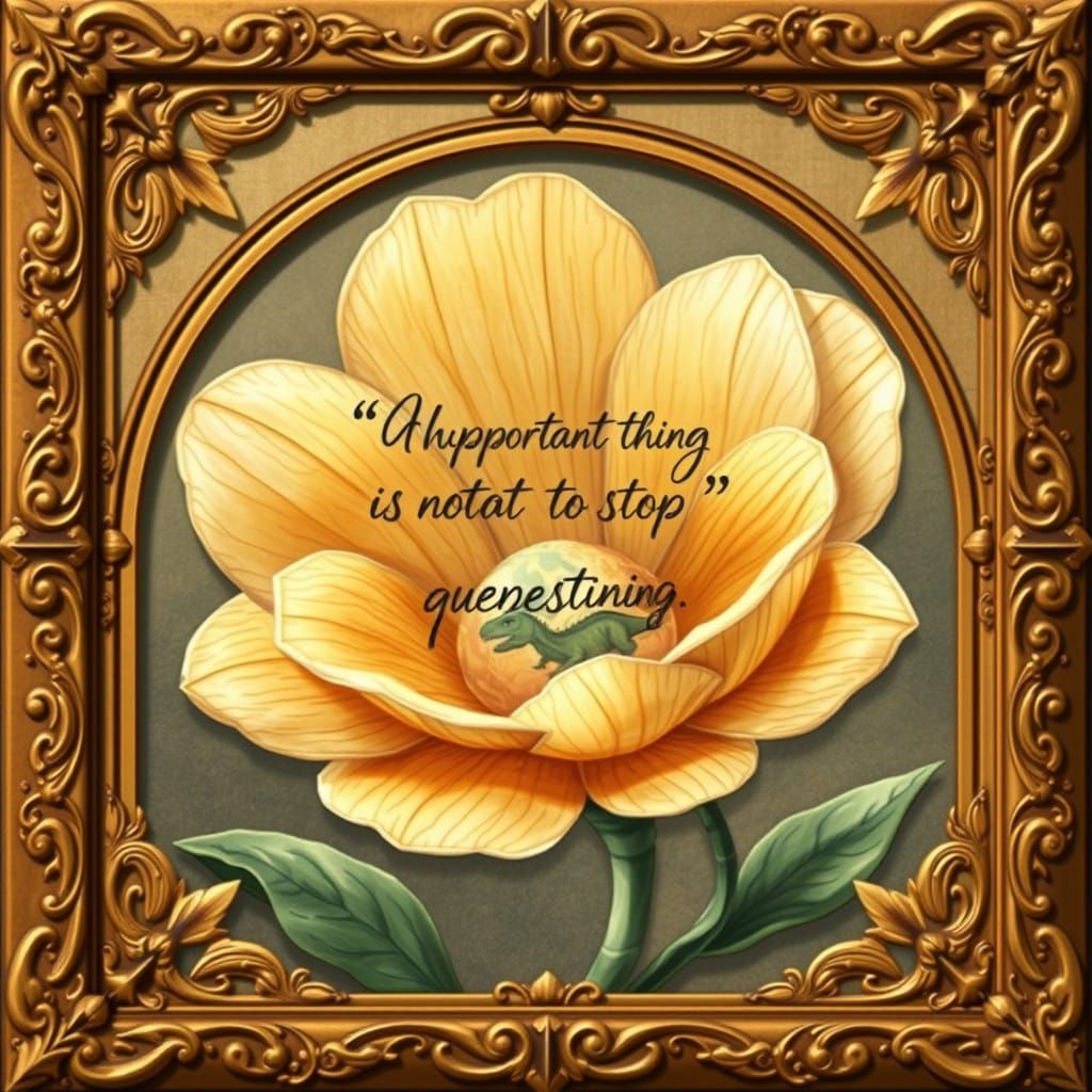 Surreal Botanical Masterpiece with Hidden Dinosaur Egg in Vi...