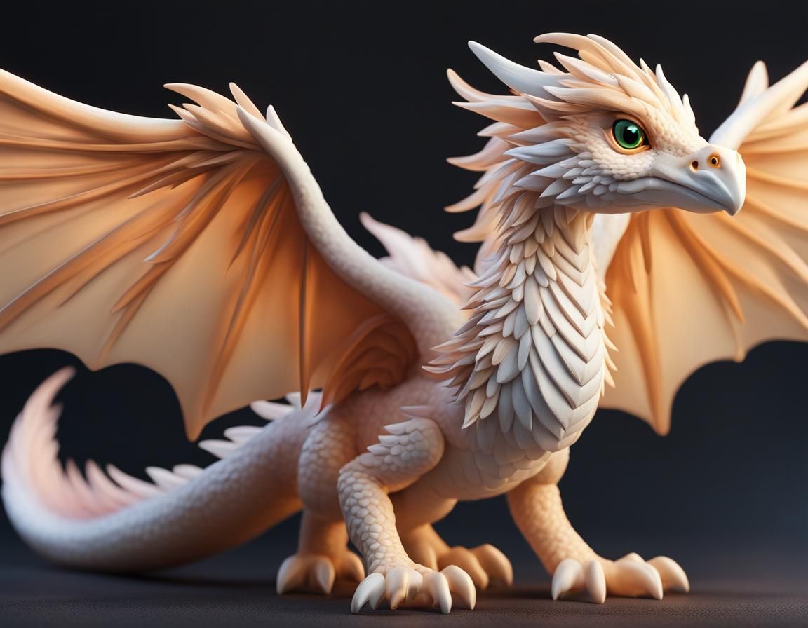 Pastel Phoenix Dragon with Realistic Wings