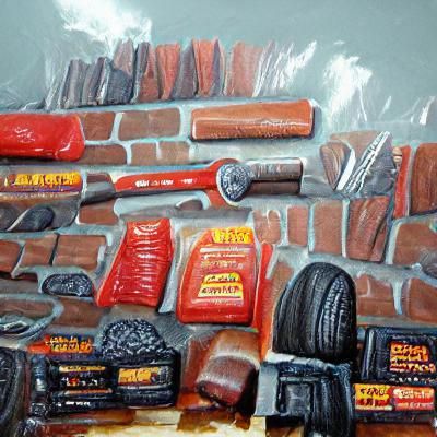 Detailed Gouache Painting of Garage Interior