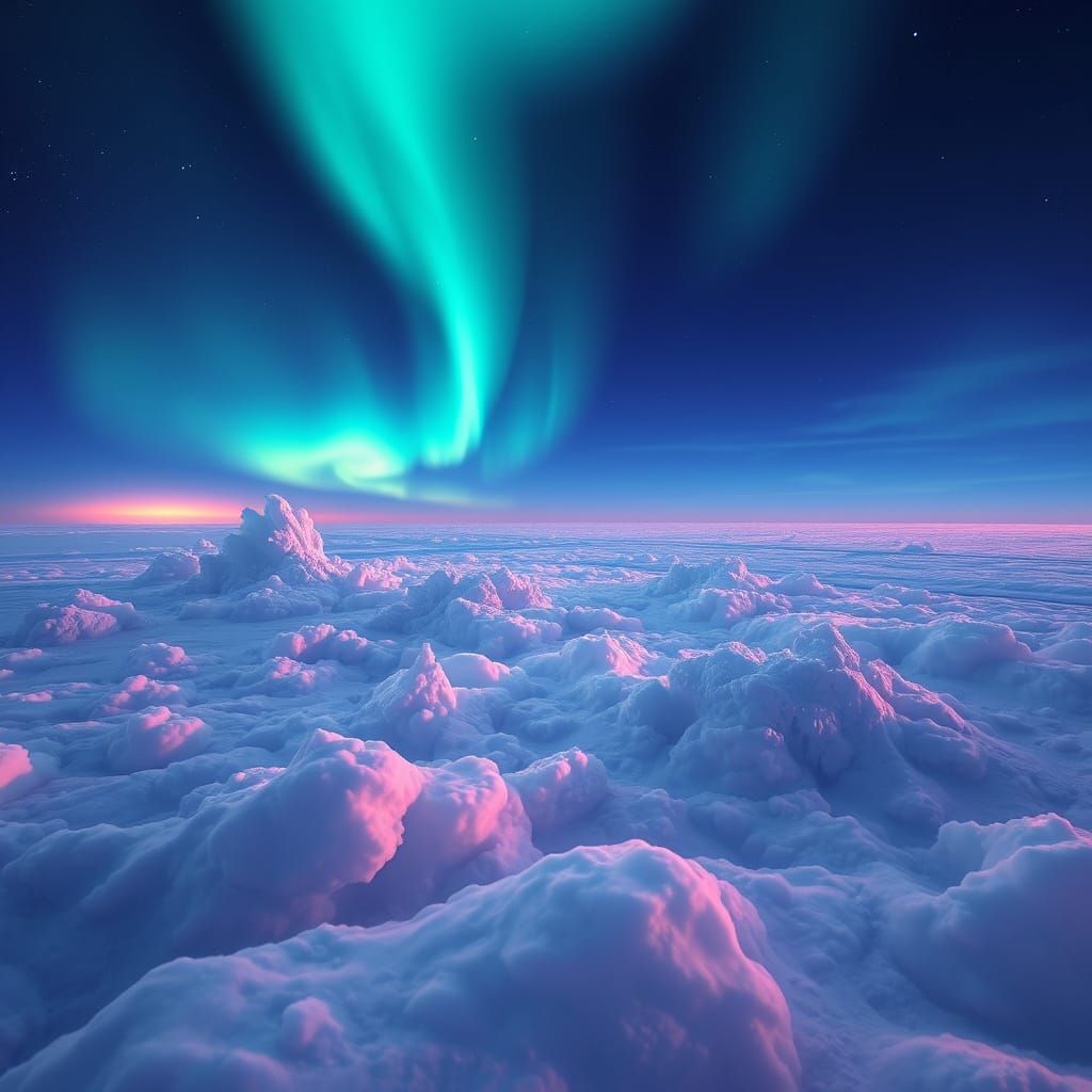 Ethereal Polar Ice Clouds in Hyper-Realistic Style