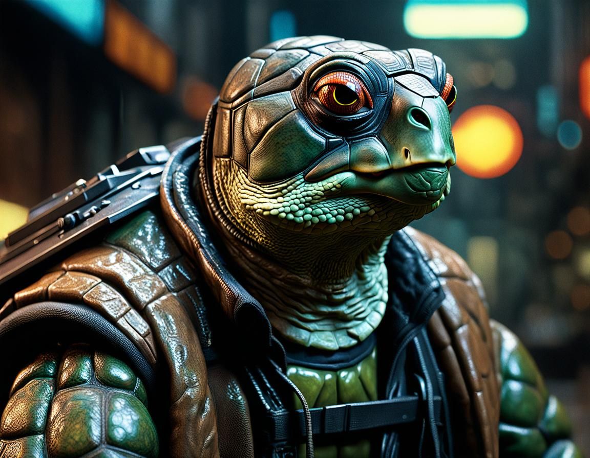 Cyberpunk Turtle as Blade Runner Character