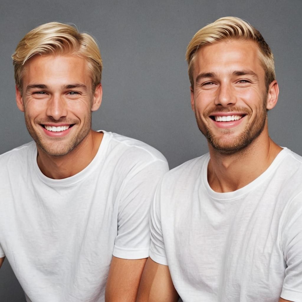 Happy Blond Men in Gouache Style