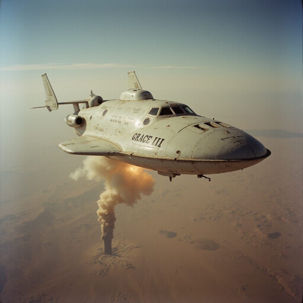 Epic Desert Reentry of the Cinematic Starship Grace II