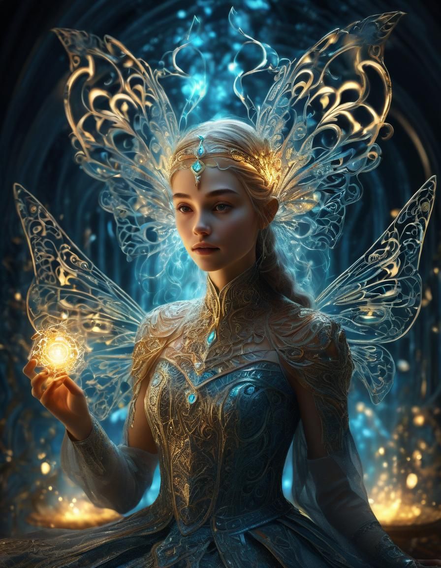 Magical Elf Radiating Light in Scandinavian Style