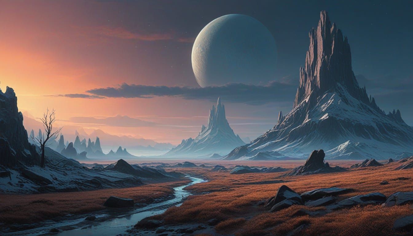 Dramatic Alien Tundra Landscape in Cinematic Digital Art
