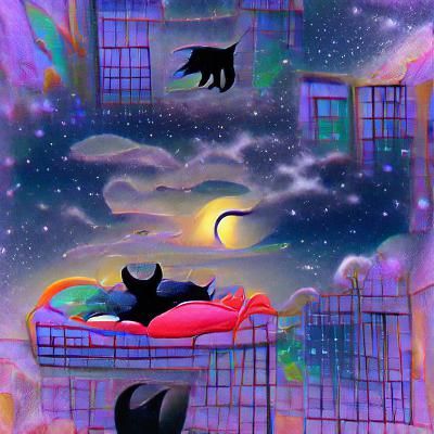 Black Cat in a Dreamscape