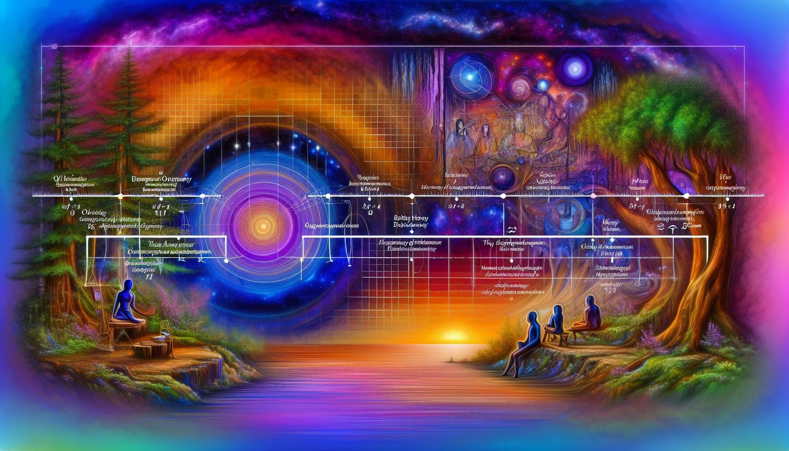 Ethereal Friends Explore a Sunset Galaxy