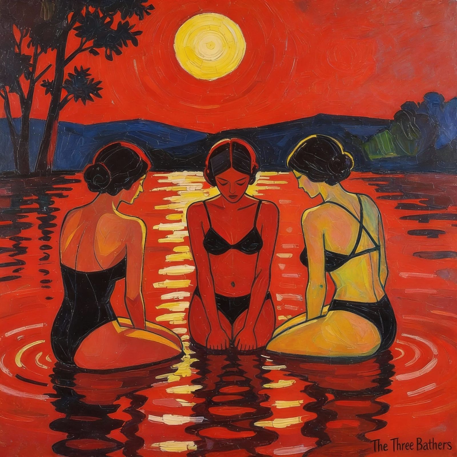 The Three Bathers Composition in Red