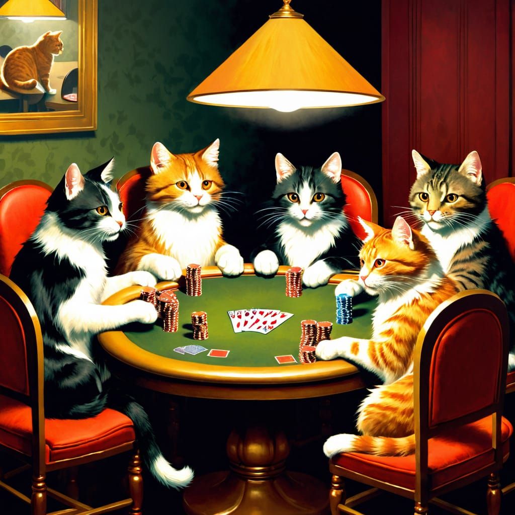 Furry Friends Deal the Cards in a Whimsical Poker Scene