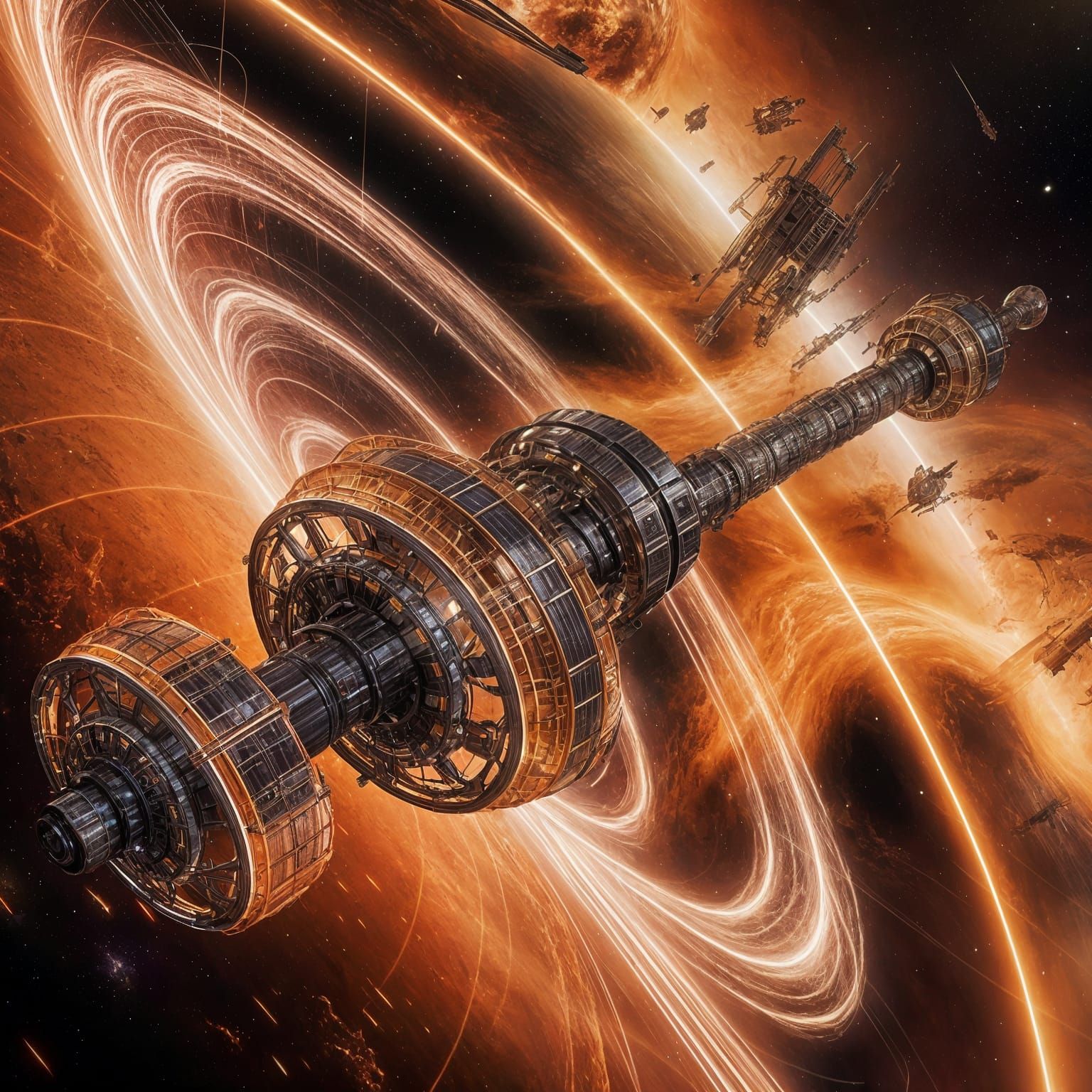 Gigantic Space Station Orbiting Gas Giant