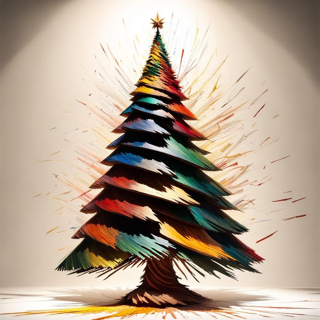 Whimsical Pencil Shaving Christmas Tree in 3D
