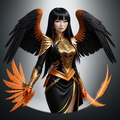 Vietnamese woman  with long black hair with bangs power rang...