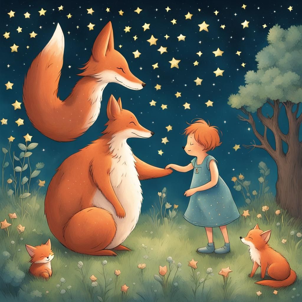 Grandma Fox Counting Stars in Cloud Garden