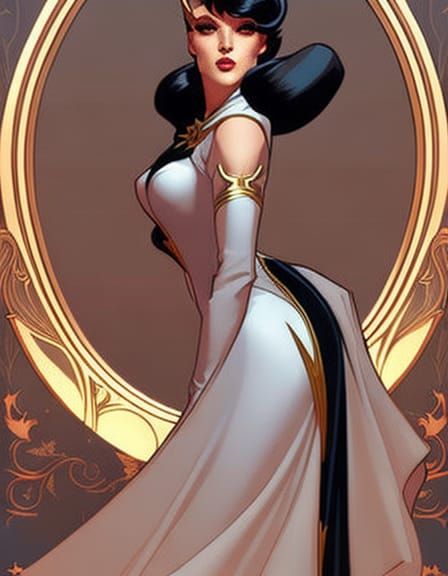 Unicorn Human Hybrid in Art Nouveau Style